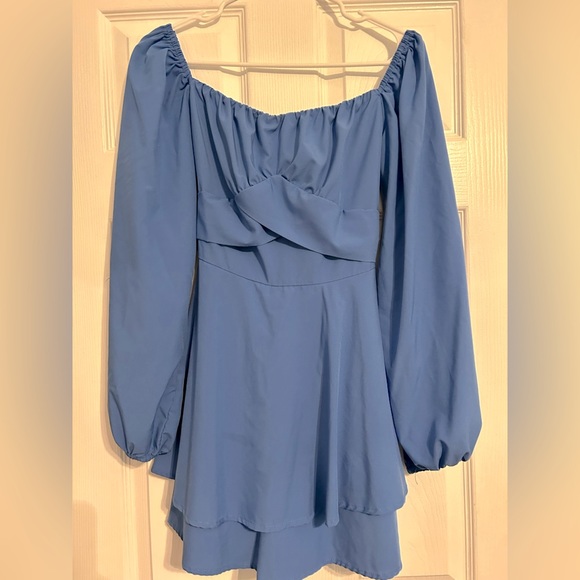 Fixmatti Romper Off-Shoulder Chiffon Blue - Picture 4 of 5